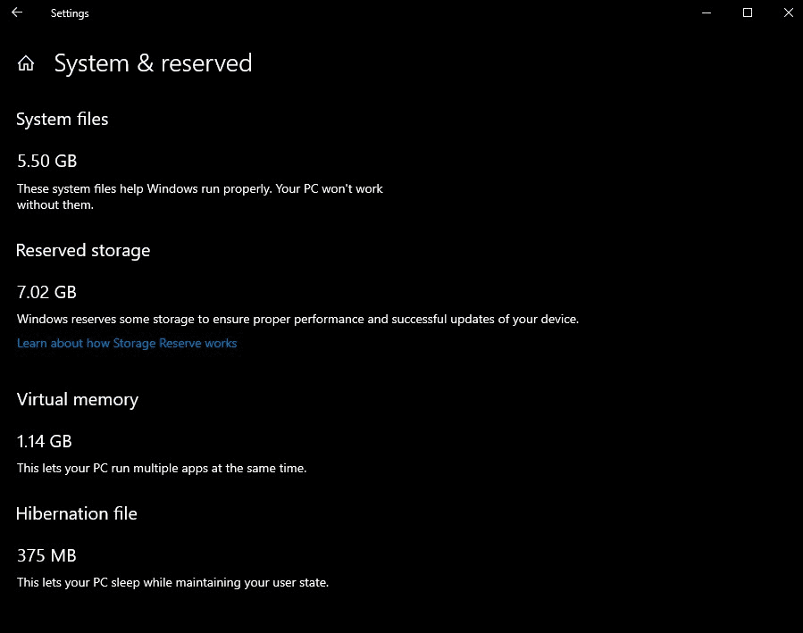 Windows 10 1903 will Reserve Storage for Minimum 7GB