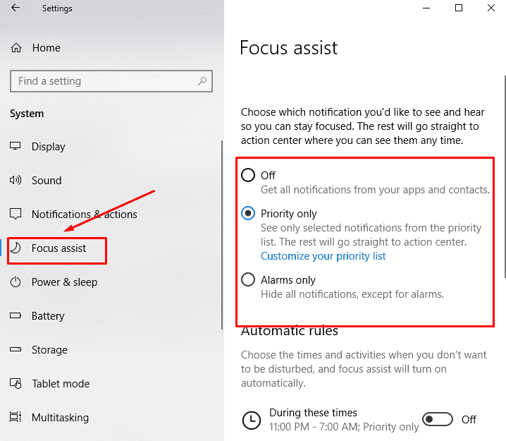 Windows 10 April 2018 Update Focus Assist