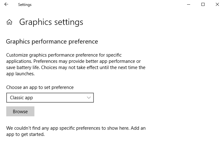 Windows 10 April 2018 Update Graphics Settings