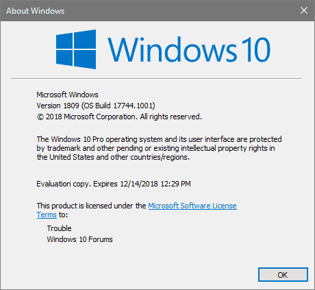 Windows 10 Build 17744