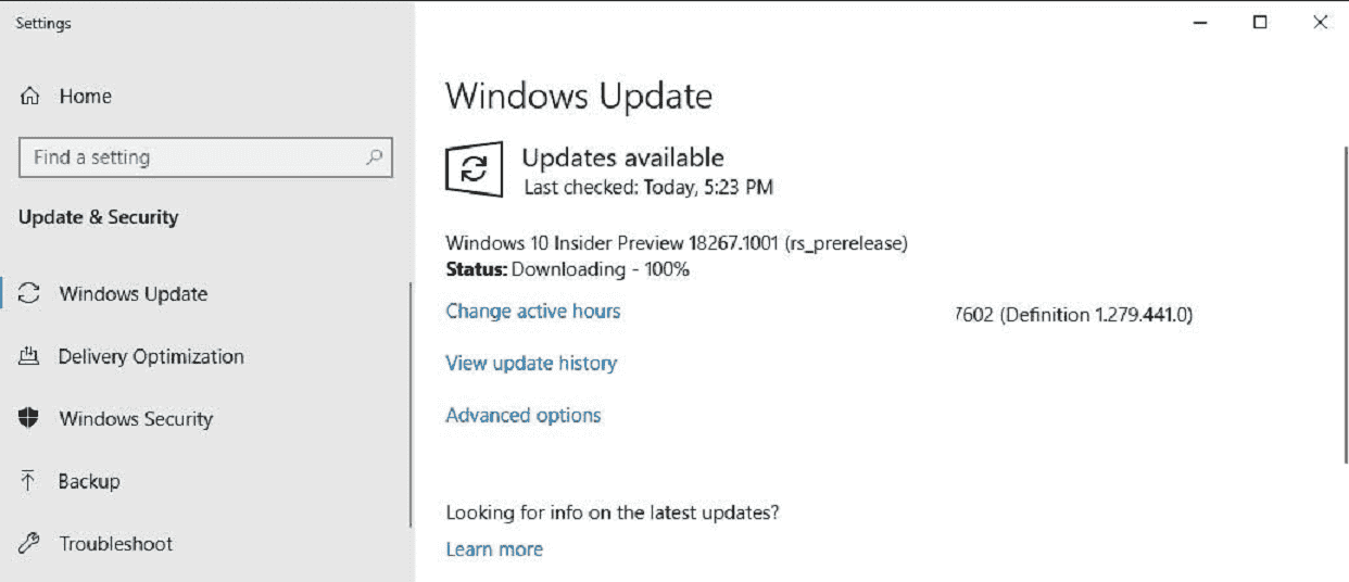 Windows 10 Build 18267
