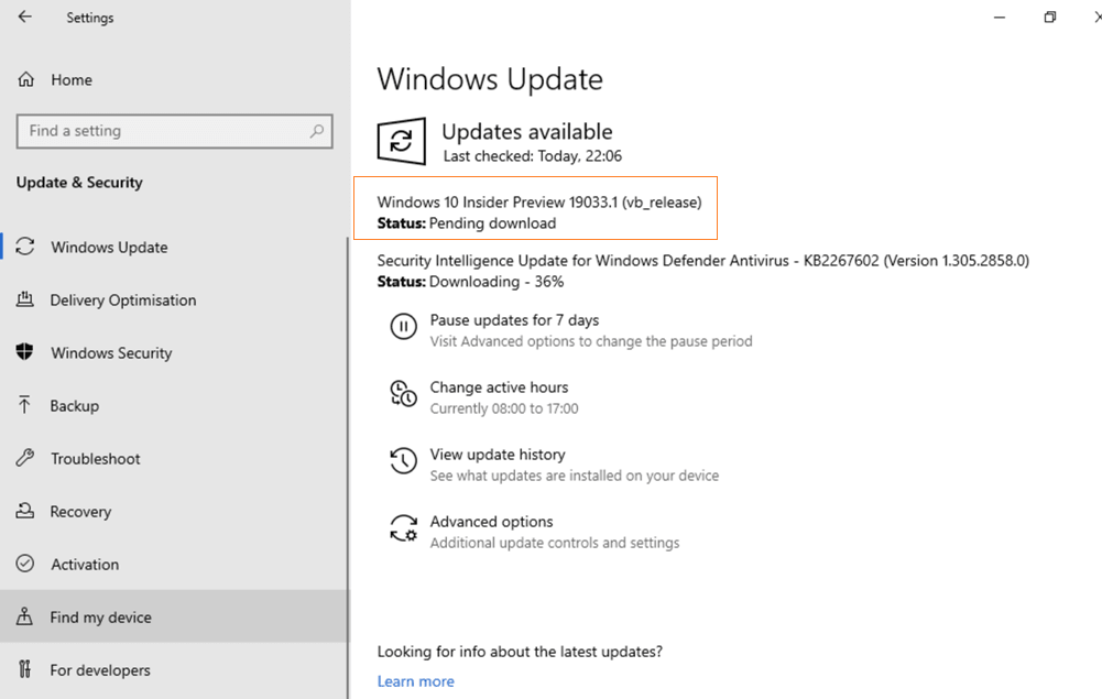 Windows 10 Build 19033 20H1 Rolled out in Fast+Slow Ring