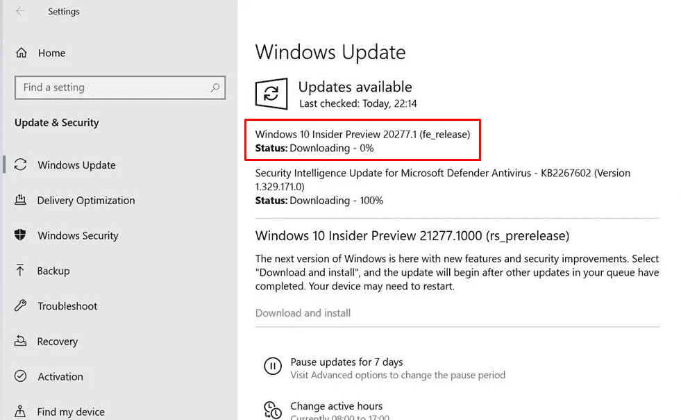 Windows 10 Build 20277.1