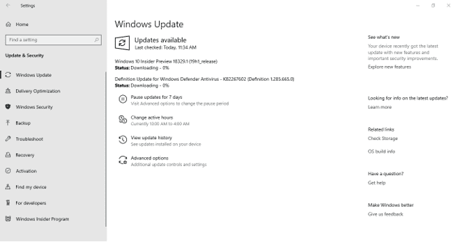 Windows 10 Insider Build 18329