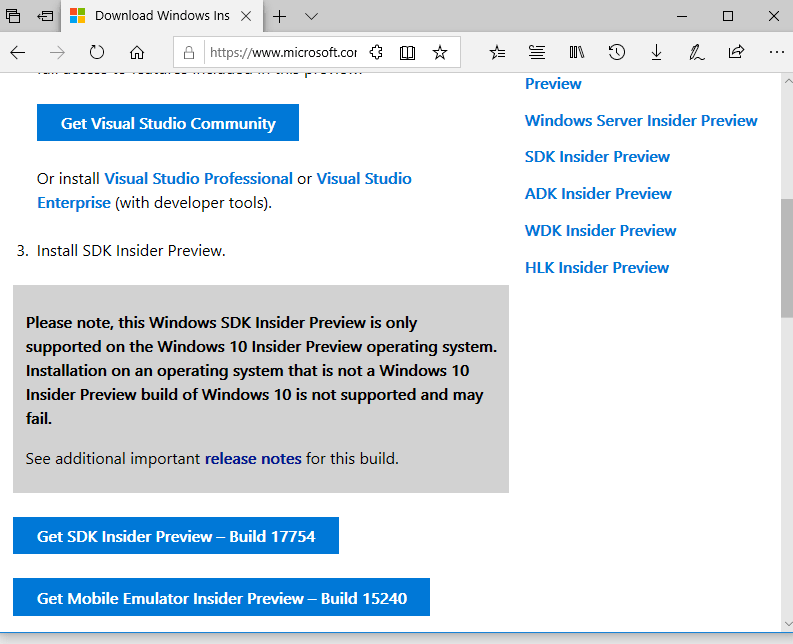 Windows 10 Preview SDK Build 17754