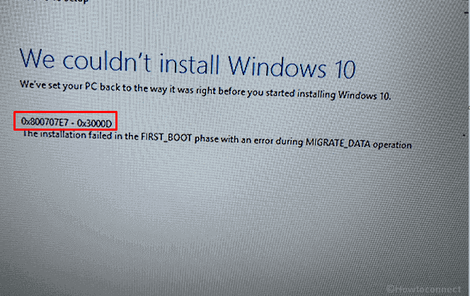 Windows 10 Upgrade or Install Error 0x800707E7 - 0x3000D