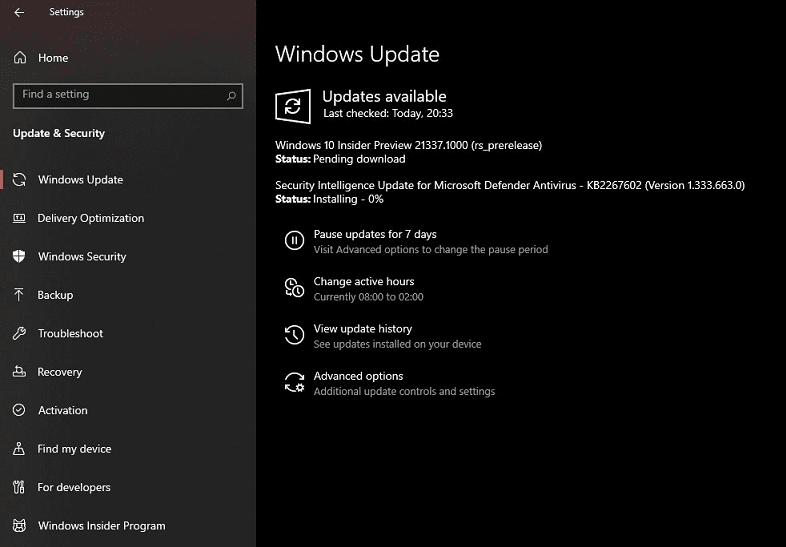 Windows 10 build 21337.1000