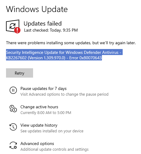 Windows 11 or 10 update Error 0x8007370