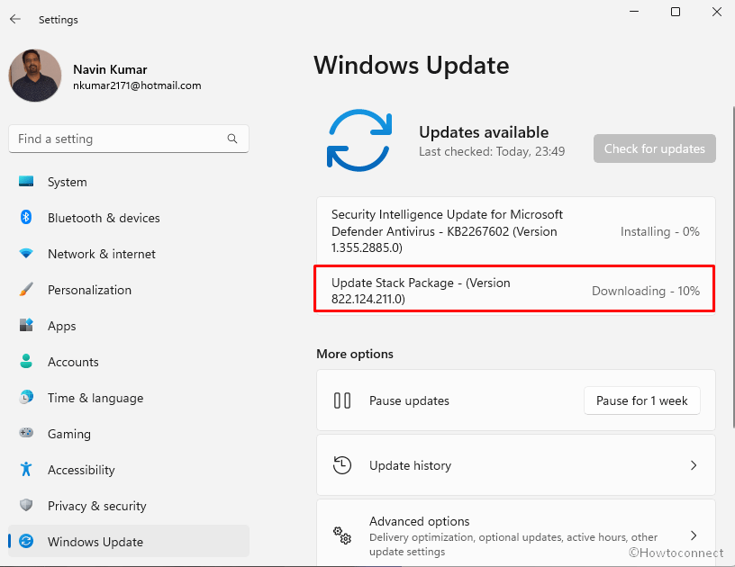 Windows 11 Update Stack Package Version 822.124.211.0