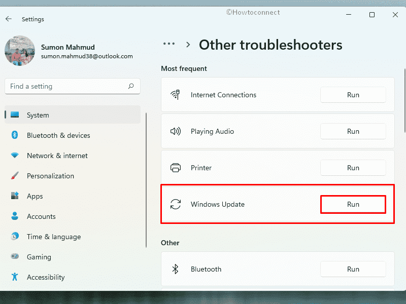 Windows 11 performance problems - Run Windows update troubleshooter
