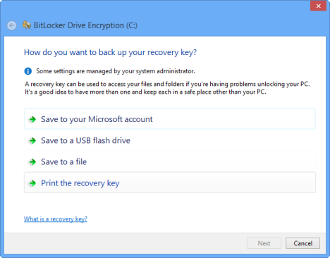 windows 8 bitlocker encryption set location