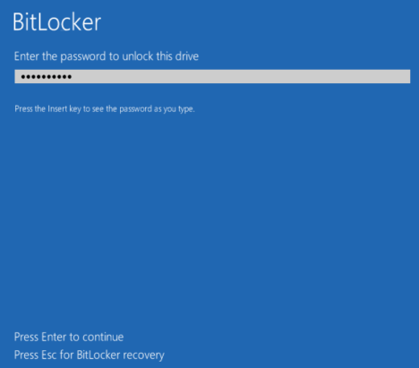 windows 8 bitlocker encryption type password