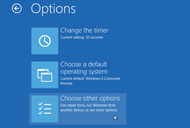 windows 8 startup menu