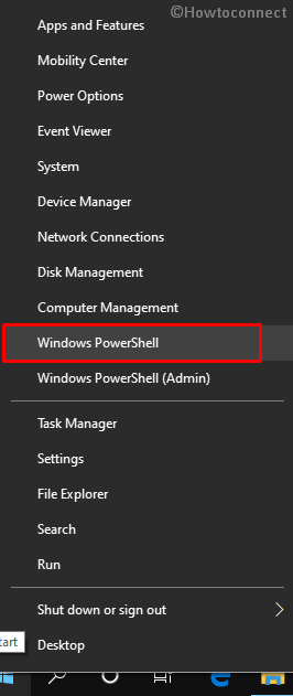 Windows PowerShell Power user menu