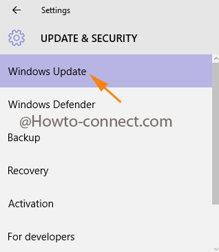 Windows Update from the left fringe of Update & Security