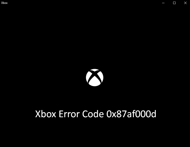 Xbox Error Code 0x87af000d