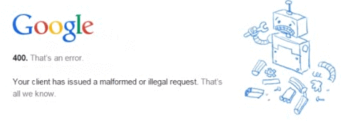 YouTube Error 400 in Chrome Your client has issued a malformed or illegal request image