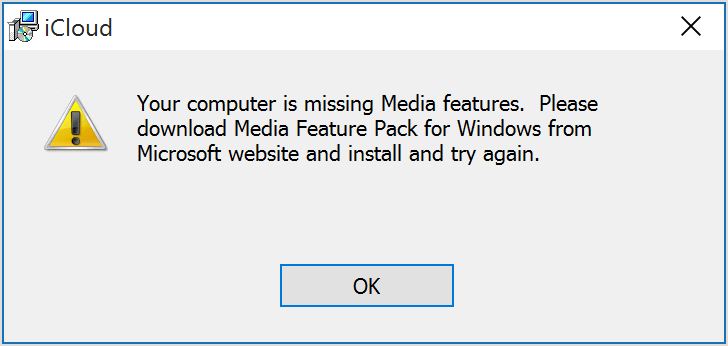 Your computer is missing Media features Photo 1
