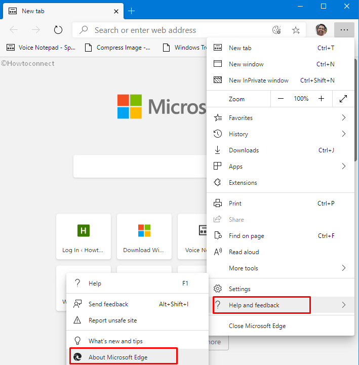 about Microsoft Edge option