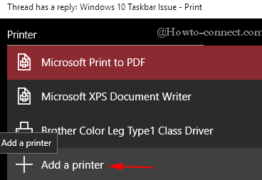 add a printer in print window