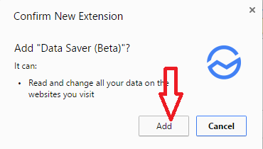 add button on confirm new extension pop up