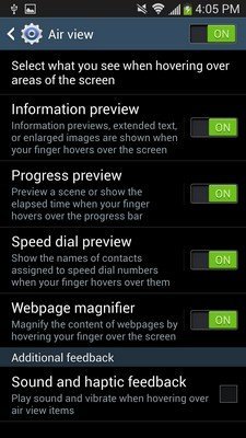 air view settings