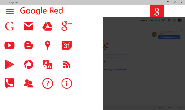all menus on google red app