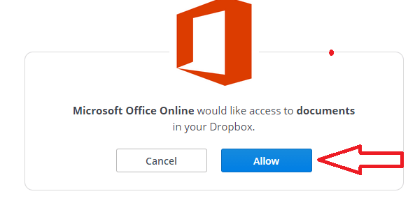 allow button for allowing office document in dropbox