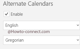 alternate calendars in the settings area