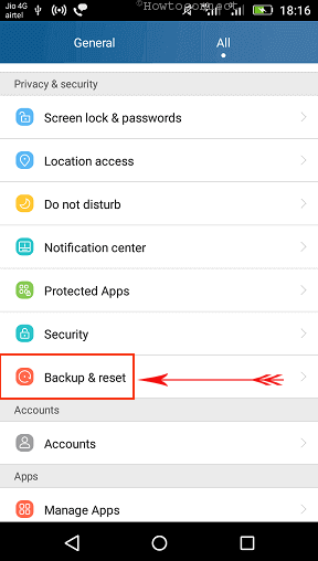 android reset action