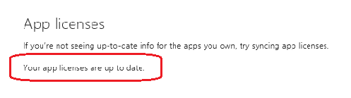 app licenses are synced
