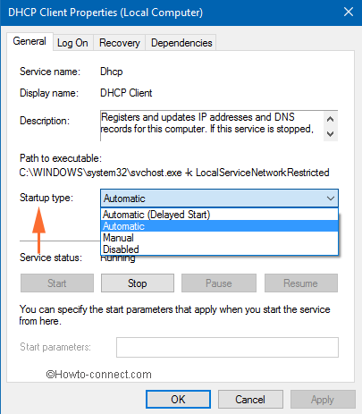 automatic option in startup type in services window windows 10