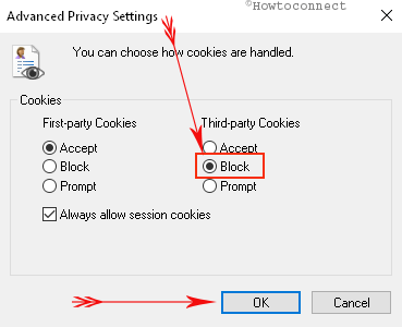 block Third Party Cookies in web browsers