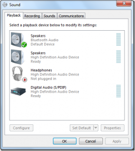 bluetooth headset playback settings