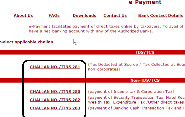 challan number on epayment