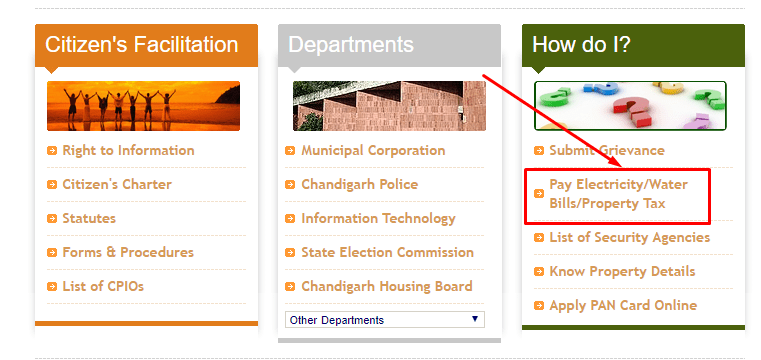chandigarh electricity bill webpage