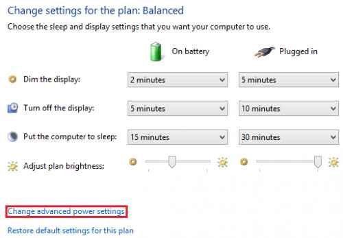 change advance power plan settings in windows 8