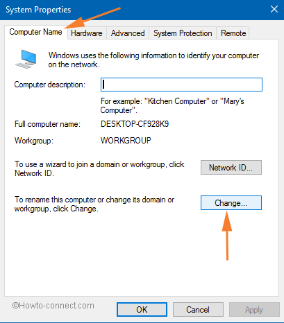 change button on system properties window
