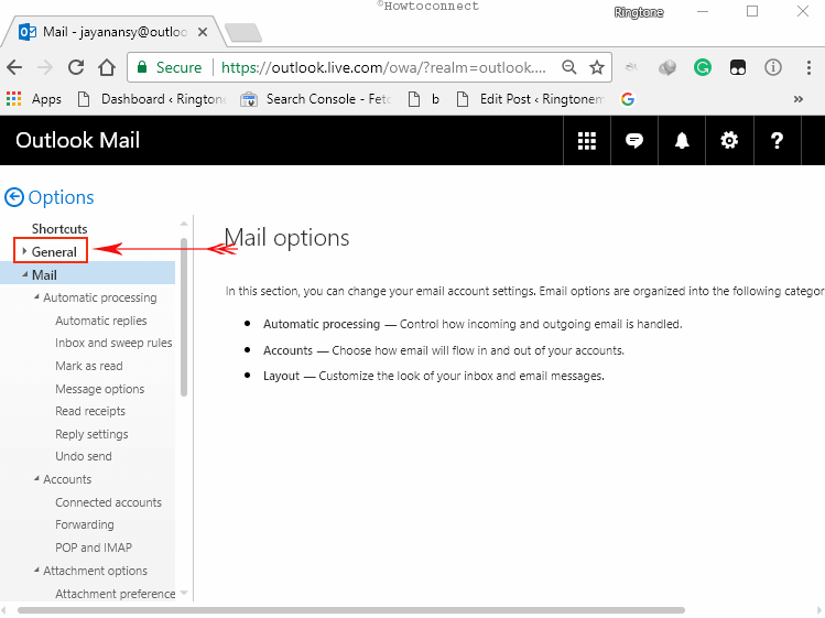 change default Language in outlook.com image 2