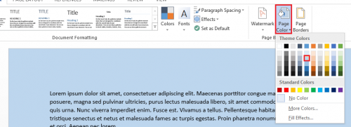 How to change color of Word 2013 document page