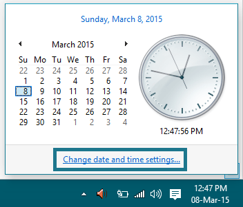 change time and settings link on watch interface