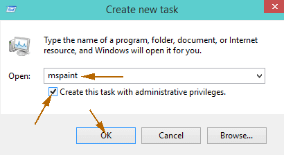 checkbox to create this task with administrator privilege windows 10