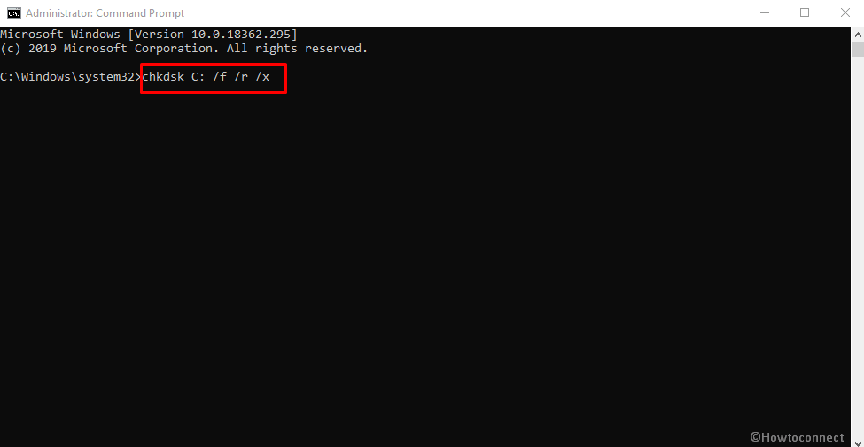 chkdsk in command prompt as administrator