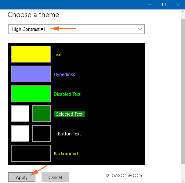 choose a theme for high contrast in ease of access in windows 10