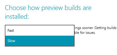 choose how preview build are installed drop down