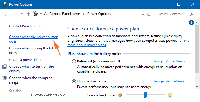 choose what the power buttons does link in the left sidebar
