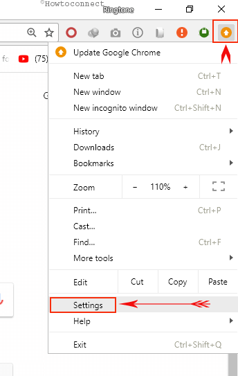 chrome settings panel