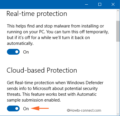 cloud protection option in windows defender