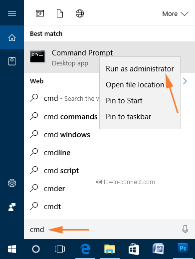 command prompt search in cortana