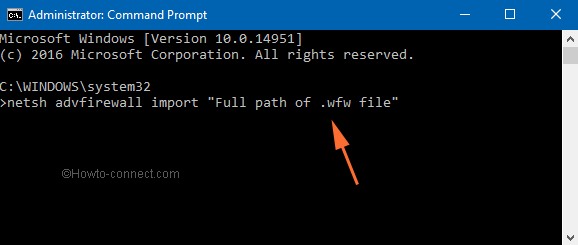 command to import settings firewall